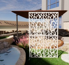 Metal Privacy Screen Room Divider – Decorative Indoor Outdoor Panel White Bird