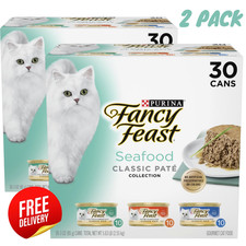 2 Pack Fancy Feast Seafood Classic Pate Wet Cat Food 30 Count 3 oz