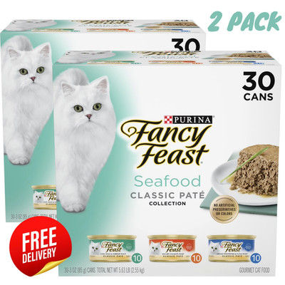 2 Pack Fancy Feast Seafood Classic Pate Wet Cat Food 30 Count 3 oz