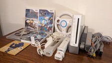 Nintendo Wii Console White RVL-001 Bundle.With Games, Controllers, Wheel.TESTED
