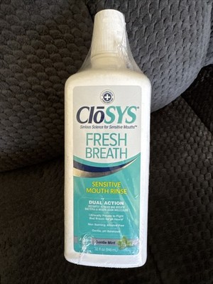 CloSYS Sensitive Mouthwash, 32 Ounce, 2 Count, Gentle Mint Alcohol Free Dye Free