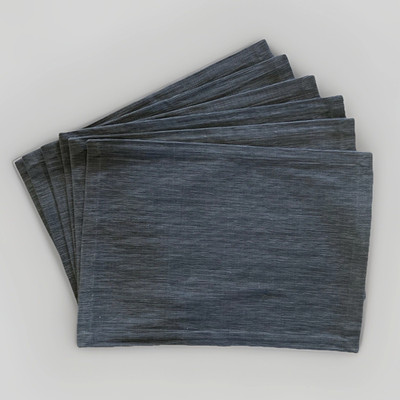 Crate & Barrel LAMONT 100% Cotton Black Placemats 14 x19''  With Tags -Set of 6