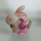 Fenton Rosalene Chubby Bunny Hand Painted Tulips 95th Anniversary Artist Signed