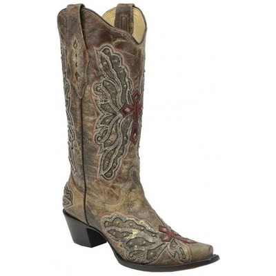 Corral Women's Bronze/ Gold-Red Wing & Cross Studs Boots NEW Western Size 6