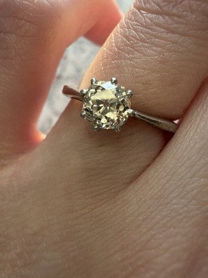 Antique Old Mine Cut Diamond Solitaire Ring 0.6ct