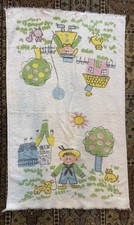 Vintage Springmaid Fringed Adorable Cat/dog Scene Rare 100% Cotton Made in USA