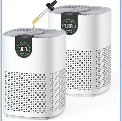 2 Pack Air Purifier For Home up to 1200 sq.ft with H13 HEPA Washable Filter