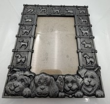 3D Dog Picture Frame Silver tone Metal. Holds 3.5x5  Photo. Easel Back