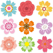 54 Pcs Flower Cutouts Summer Flowers Bulletin Board Decorations Spring Cut-Outs