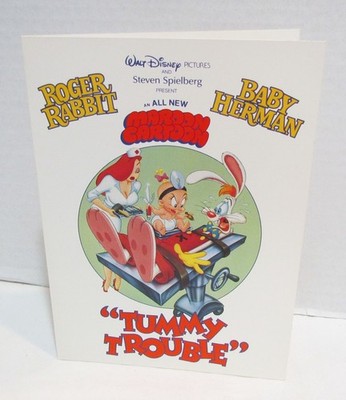 WALT DISNEY WHO FRAMED ROGER RABBIT? TUMMY TROUBLE 1989 SCREENING INVITATION 