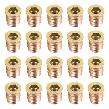 20pcs Wood Furniture M6x13mm Threaded Insert Nuts Interface Hex Socket Drive