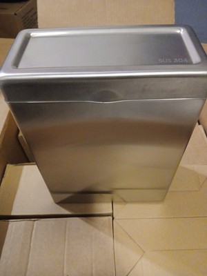 SUS-304 STAINLESS STEEL WALL MOUNTED SANITARY NAPKIN PADS TRASH BINS 10X7.5X3.75