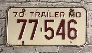 1970 Missouri TRAILER License Plate 77-546