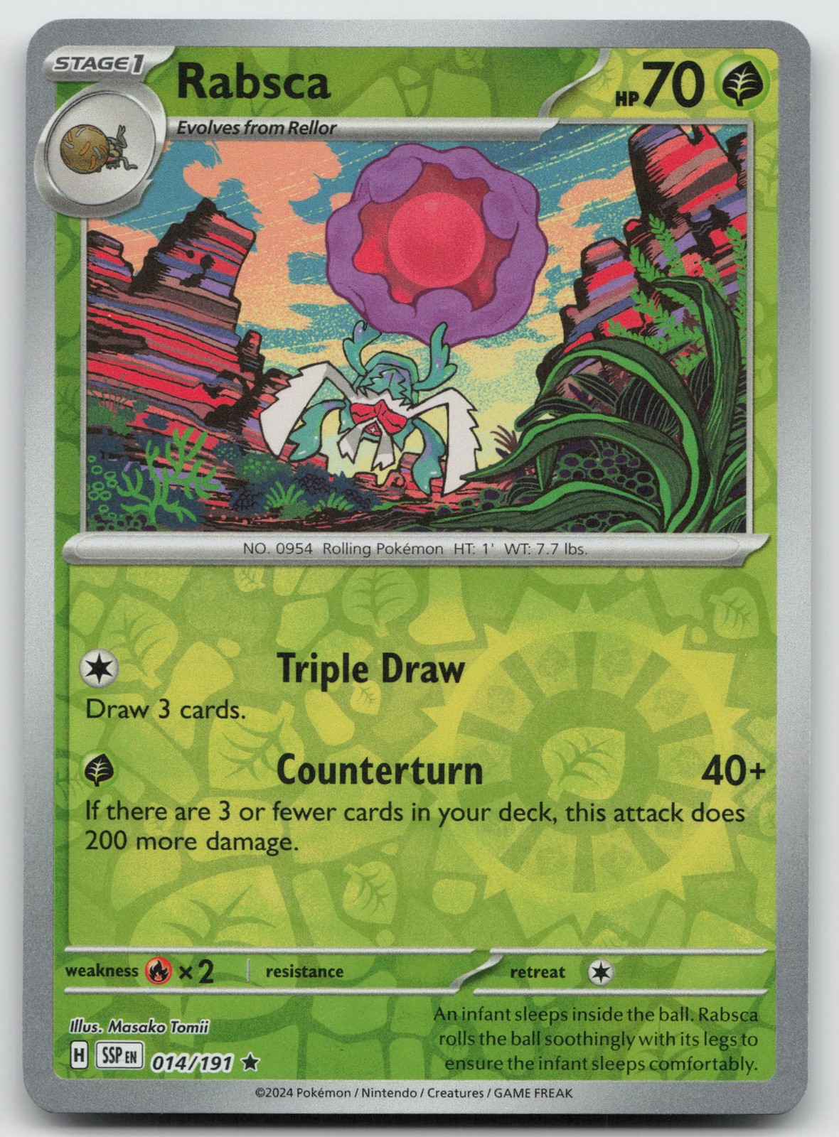 Rabsca Rare Reverse Holo SV08: Surging Sparks 014/191 NM