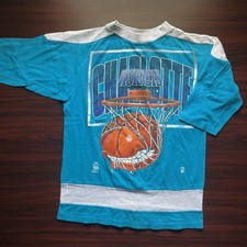 Vintage Charlotte Hornets T Shirt Basketball NBA All Over Print Youth Large