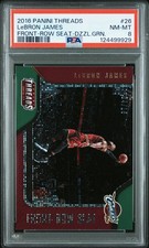 2016 PANINI THREADS FRONT-ROW SEAT DAZZLE GREEN #26 LEBRON JAMES 4/15 PSA 8