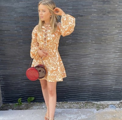 zimmermann peggy scallop short dress Zimmermann Peggy Scallop Short Dress Orange Paisley