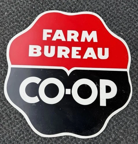 Vintage Farm Bureau Co-Op Feed Seed Advertising Sign Metal Gas Oil Coop Can