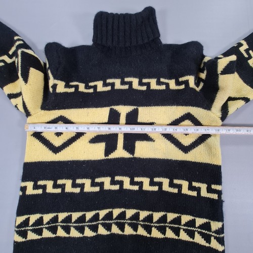 Polo Ralph Lauren Womens Jumper Black Yellow Medium Turtle Neck Snowflake - Picture 4 of 8