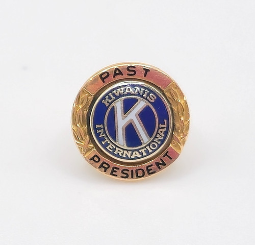 Vtg Kiwanis International Past President 14K Gold Top Screw Back Lapel Pin