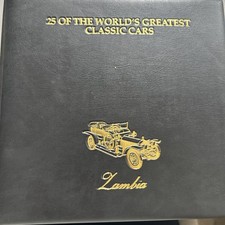 Sambia 1986 "Auto 100" 22ct Gold Folienmarken 25 Worlds Classic Cars Album (368)