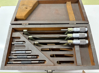 Vintage Yuasa Outside Micrometer Set Case 3 -6''  .0001''  Machinist