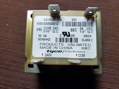 Tyco Electronics Class 2 Step-Down Transformer 30VA 208/240V to 24VAC 50/60Hz