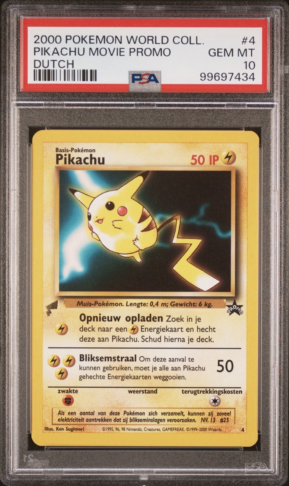 2000 Pokemon Dutch World Collection Promo Pikachu Movie 4 PSA 10 GEM MINT