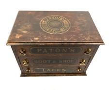 Antique Advertising - Paton's Laces Haberdashery Shop Counter Drawers Cabinet