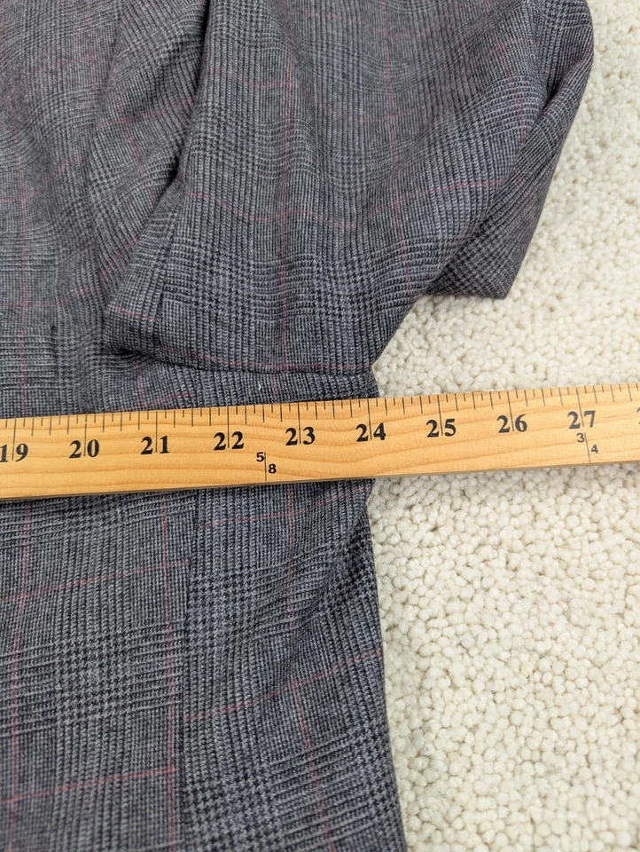 Костюм мужской 46L 42 x 28 серый клетку шерсти фланели 2 изделия куртка брюки винтажный сделано в США - Изображение 3 из 4