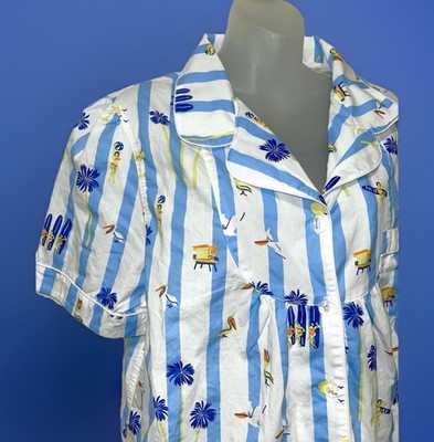 $185 SANT & ABEL x The Seabird Resort & Spa Retro Striped Pajama Lounge Set -XL