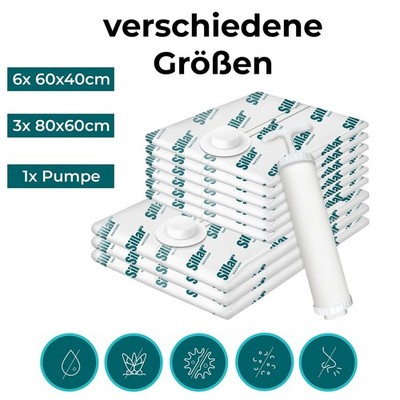 Vakuumbeutel 9 Stück Kleidung Aufbewahrung versch. Größen mit Pumpe