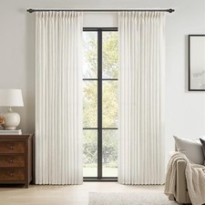 Pinch Pleated Linen Curtains 90 Inches Long 2 40"W x 90"L Pack of 2 Natural