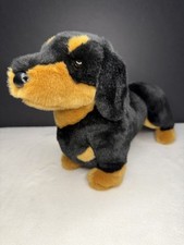 Retired Douglas Cuddle Toys Spats Black  Tan Dachshund Dog 2002 Stuffed Animal