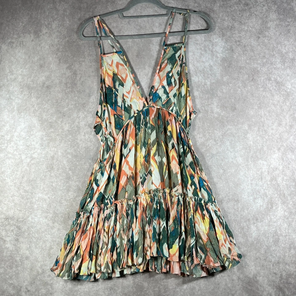 Free People FP One Sumia Mini Dress Womens XS Green Fit Flare Sleeveless Boho - Image 3 of 4