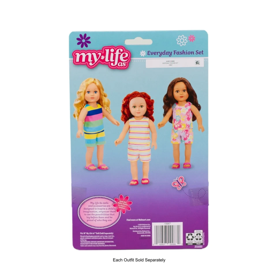 Conjunto de pantalones cortos de moda My Life As Everyday para muñeca de 18 pulgadas, 3 piezas incluidas, multicolor Foto 2 de 3