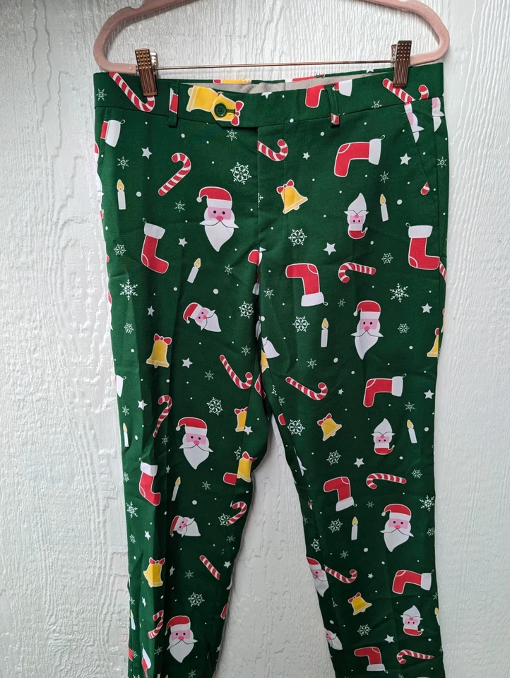 OPPOSUITS Santa Boss Blazer Pantalones Navidad Vacaciones Calce Ajustado Verde Rojo Talla 38 Foto 4 de 4