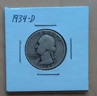 Washington Quarter 1934-D Denver Silver 25C Circulated US Coin