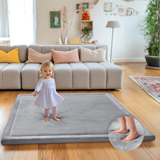 Ultra Soft 1.3" Thick Baby Play Mat for Floor, Large Velvet 50"X50" Playpen Mat,