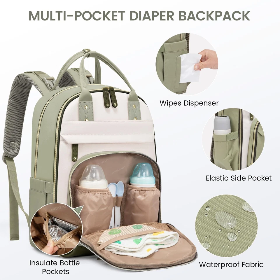 Mochila Bolsa de Pañales, Bolsa de Bebé con Cambiador, Mochila de Pañales Grande Niño Gi... Foto 3 de 4