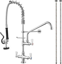 Commercial Kitchen Deck Mount Faucet with Pre-Rinse Sprayer - 27" Height