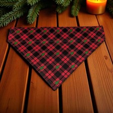 Christmas Tree Trees Dog Bandana Over the Collar Slide on Scarf red green