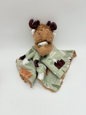 Baby Essentials Moose Lovey Security Blanket Brown Green Mountain Print Baby Toy