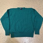 Vintage 90s Polo Ralph Lauren Light Teal Green 100% Wool Cable Knit Sweater L