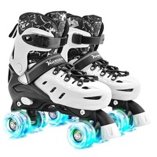 Roller Skates for Girls and Boys Kids, 4 Sizes Adjustable Fun Kids Large White