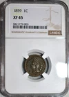 NGC XF-45 1859 Indian Head Cent, Richly Hued & Razor-Sharp.