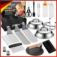 Grill ZubehöR Set 28TLG FüR Plancha Teppanyaki Burger Smasher Spachtel