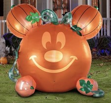 Disney Airblown 6’ Mickey Mouse Emote Glow Inflatable Animated Pumpkin, Orange