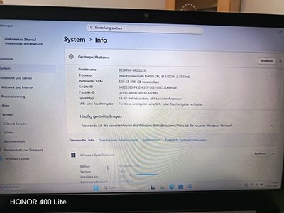 Lenovo V15-IGL, Intel N4020, 477GB SSD, 8GB RAM, Windows 11 Pro