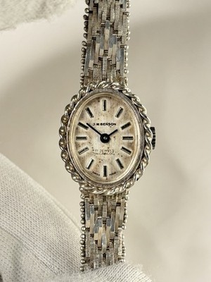 J W Benson Vintage .925 Sterling Silver 1970's Ladies Manual Watch